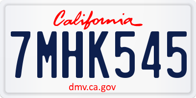 CA license plate 7MHK545
