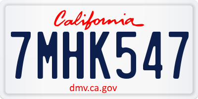 CA license plate 7MHK547