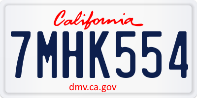 CA license plate 7MHK554