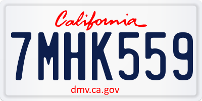 CA license plate 7MHK559