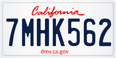 CA license plate 7MHK562