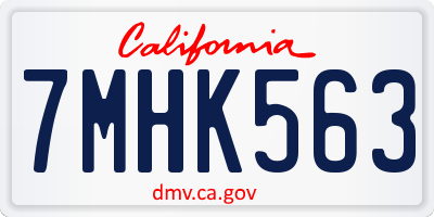 CA license plate 7MHK563