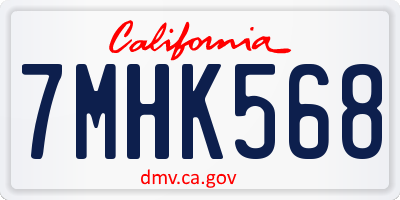 CA license plate 7MHK568