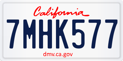 CA license plate 7MHK577