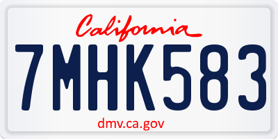 CA license plate 7MHK583