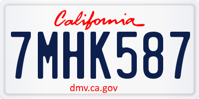 CA license plate 7MHK587