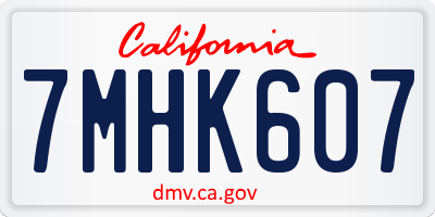 CA license plate 7MHK607