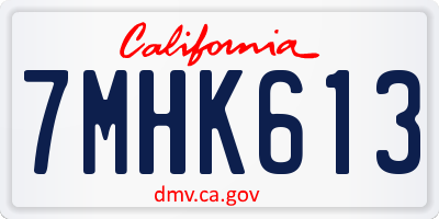 CA license plate 7MHK613