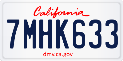 CA license plate 7MHK633