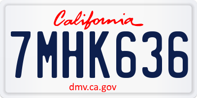 CA license plate 7MHK636