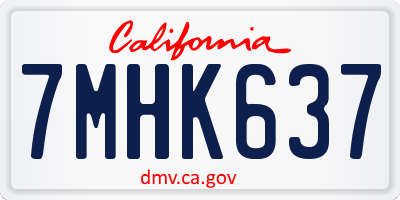 CA license plate 7MHK637