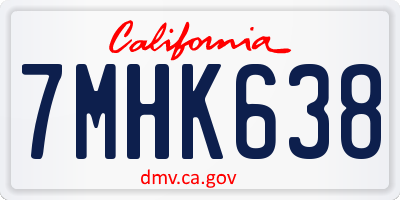 CA license plate 7MHK638