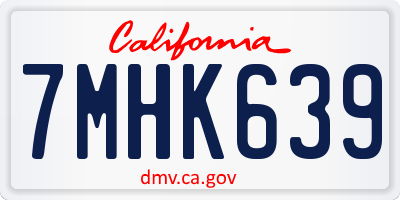 CA license plate 7MHK639