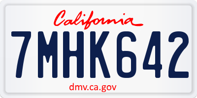 CA license plate 7MHK642