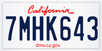 CA license plate 7MHK643