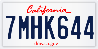 CA license plate 7MHK644