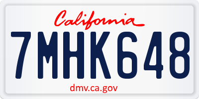 CA license plate 7MHK648
