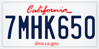 CA license plate 7MHK650