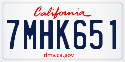 CA license plate 7MHK651