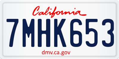 CA license plate 7MHK653