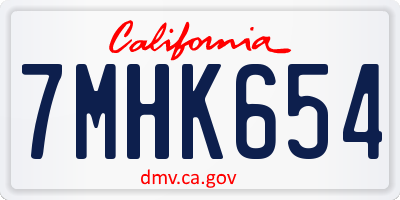 CA license plate 7MHK654