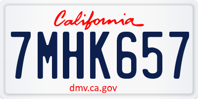 CA license plate 7MHK657