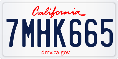 CA license plate 7MHK665