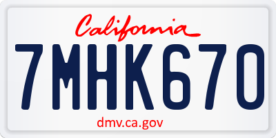 CA license plate 7MHK670