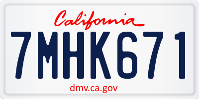 CA license plate 7MHK671