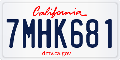 CA license plate 7MHK681