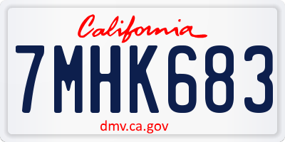 CA license plate 7MHK683