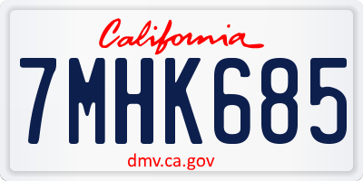 CA license plate 7MHK685