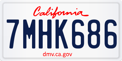 CA license plate 7MHK686