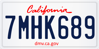 CA license plate 7MHK689