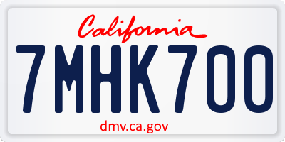 CA license plate 7MHK700