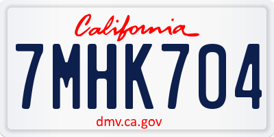 CA license plate 7MHK704