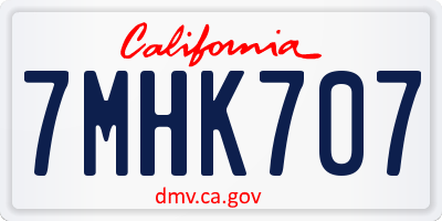 CA license plate 7MHK707