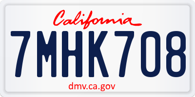 CA license plate 7MHK708
