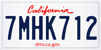 CA license plate 7MHK712