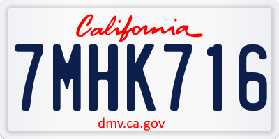 CA license plate 7MHK716
