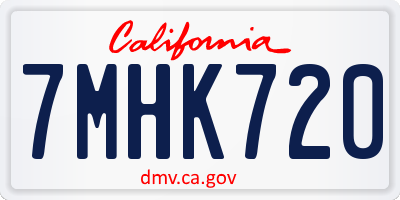 CA license plate 7MHK720