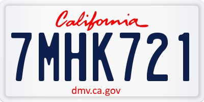 CA license plate 7MHK721