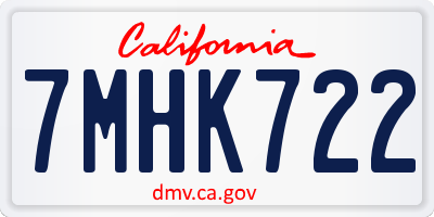 CA license plate 7MHK722