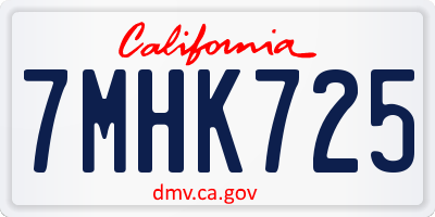 CA license plate 7MHK725