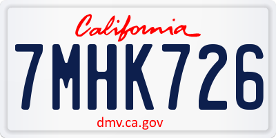 CA license plate 7MHK726