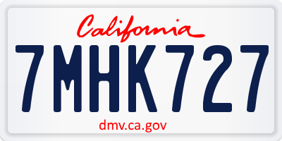 CA license plate 7MHK727