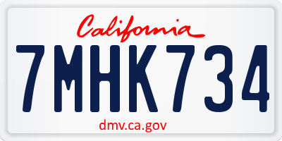 CA license plate 7MHK734