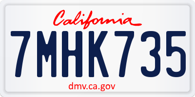 CA license plate 7MHK735