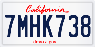 CA license plate 7MHK738