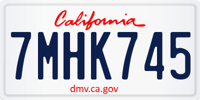 CA license plate 7MHK745